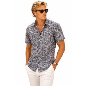 Robert Graham Silverman Floral Linen Blend Shirt Multi Mens Medium NEW